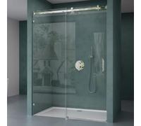 Mai&Mai Paroi de Douche en niche 140x195cm Pare Douche Transparent avec Porte Coulissante en Verre ESG avec Revêtement NANO Easy Clean T4-2