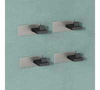 Mai & Mai Patère Murale Fixation 2 Modes Adhésif ou avec Perçage 4 Pièces pour Porte Entrée Cuisine Salle de Bain Noir Mat et Chormé Acier Inoxydable Stalo-06