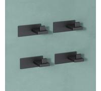 Mai & Mai Patère Murale Fixation 2 Modes Adhésif ou avec Perçage 4 Pièces pour Porte Entrée Cuisine Salle de BainNoir Mat Acier Inoxydable Stalo-06