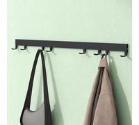 Mai & Mai Patère Murale Fixation avec Perçage 8 Crochets Mural en Aluminium pour Porte Entrée Cuisine Salle de Bain 80cm Noir Mat Stalo-10