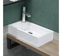 Mai & Mai Petit Lavabo à Poser Blanc 46cm Vasque Évier Lave Mains pour WC sans Trop-Plein Col101