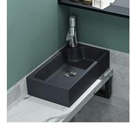 Mai & Mai Petit Lavabo à Poser Gris Noir Mat 46cm Vasque Évier Lave Mains pour WC sans Trop-Plein Col101