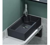 Mai & Mai Petit Lavabo à Poser Gris Noir Mat 46cm Vasque Évier Lave Mains pour WC sans Trop-Plein Col101