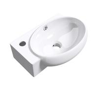 Mai & Mai Petit Lavabo Suspendu Blanc Vasque en Céramique Lave Mains WC Salle de Bain BR001R
