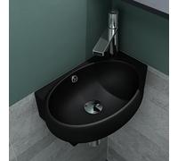 Mai & Mai Petit Lavabo Suspendu Noir Vasque en Céramique Lave Mains WC Salle de Bain BR001L