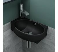 Mai & Mai Petit Lavabo Suspendu Noir Vasque en Céramique Lave Mains WC Salle de Bain BR001R