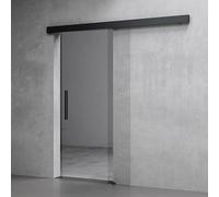 Mai & Mai Porte Coulissante Noir 102,5x205cm avec Transparent en Verre Sécurité ESG 8mm Poignée de Barre avec Système Softclose Distance au Mur de 25mm Ama