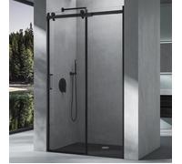 Mai & Mai Porte de Douche Coulissante Noire Paroi de Douche en Niche Transparent Pare Douche Verre ESG 8mm avec Revêtement NANO 130x195 cm Ter19K