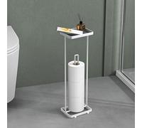 Mai & Mai Porte-Papier Toilette sur Pied avec Rangement 16x12x52 cm Blanc