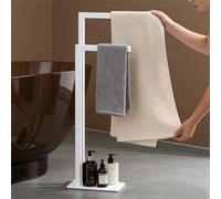 Mai & Mai Porte-Serviettes sur Pied 2 Niveaux 25x15x77,5 cm Blanc Mat
