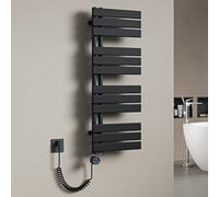 Mai & Mai Radiateur Central Sèche-Serviette 104x40 Gris Noir en Acier Inoxydable FN avec Résistance Chauffante 800W