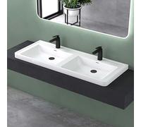 Mai & Mai Vasque à Encastrer Blanc 120 cm Lavabo en Fonte Minérale Solid Surface avec Trop-Plein COL08