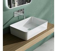 Mai & Mai Vasque à Poser 60x40x15cm Blanc Pour Salle de Bains sans Perçage | Vasque Lavabo, Résine, Surface Lisse, et Facile à Nettoyer, pour Salle de Bains Moderne, Colossum102