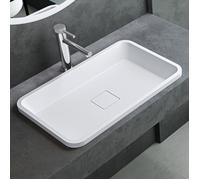 Mai & Mai Vasque à Encastrer Blanc Mat Rectangulaire 53cm Lavabo Salle de Bain Évier Lave Mains avec Cache Bonde Col104