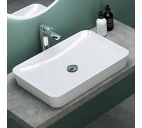 Mai & Mai Vasque à Poser Blanc Rectangulaire Lavabo Salle de Bain Évier Lave Mains sans trop-Plein Col815