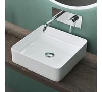 Mai & Mai Vasque Carrée à Poser 40,5x40,5x11cm Blanc sans Trop-Plein | Lave Mains, Céramique, Format Compact pour WC d'Invités, Raccordement Standard, BR105