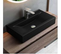 Mai & Mai Vasque de salle de bains en céramique noir mat rectangulaire BR118G