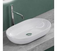 Mai & Mai Vasque Ovale à Poser 54x34x10,5cm Blanc Brillant sans Trop-Plein | Vasque Lavabo, Surface Lisse, et Facile à Nettoyer, Adaptée à une Salle de Bains Moderne, Colossum808