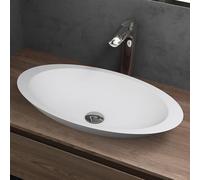 Mai & Mai Vasque Ovale à Poser 59x35x11cm Blanc Mat sans Trop-Plein | Vasque Lavabo, Résine de Synthèse, Surface Lisse, et Facile à Nettoyer, Adaptée à une Salle de Bains Moderne, Colossum802