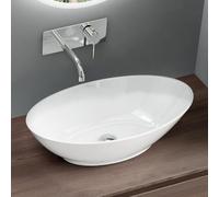 Mai & Mai Vasque Ovale à Poser 62,5x34,5x17,5cm Blanc sans Trop-Plein | Vasque Lavabo, Surface Lisse, et Facile à Nettoyer, Adaptée à une Salle de Bains Moderne, Colossum807