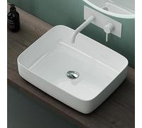 Mai & Mai Vasque Rectangulaire à Poser 50x40x13,5cm Blanc sans Trop-Plein | Lave Mains, Céramique, Format Compact pour WC d'Invités, Raccordement Standard, BR106