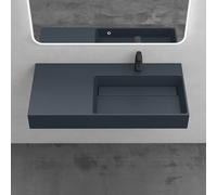 Mai & Mai Lavabo Suspendu Vasque à Poser Gris-Noir Mat 100x48x13cm Lave Mains Salle de Bain sans Trop-plein Col12-1000 R