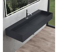 Mai & Mai Vasque Rectangulaire Posée Suspendue 120x40x12cm sans Trop-Plein | Vasque Lavabo, Perçage Robinet, Cache-Bonde Inclus, Solid Surface, Grand Format, Colossum6028