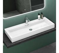 Mai & Mai Vasque Rectangulaire Posée Suspendue 120x42x10cm avec Trop-Plein | Vasque Lavabo, Perçage Robinet, Surface Lisse, et Facile à Nettoyer, pour Grande Salle de Bains, Colossum06