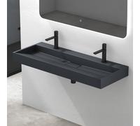 Mai & Mai Vasque Rectangulaire Posée Suspendue 120x46x11cm sans Trop-Plein | Vasque Lavabo, avec Perçage de Robinet, Bonde et Cache-Bonde Inclus, pour Grande Salle de Bains, Colossum19-1200