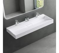 Mai & Mai Vasque Rectangulaire Posée Suspendue 120x46x11cm sans Trop-Plein | Vasque Lavabo, Perçage Robinet, Solid Surface, pour Grande Salle de Bains, Colossum19-1200