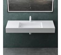 Mai & Mai Vasque Rectangulaire Posée Suspendue 120x48x13cm sans Trop-Plein | Vasque Lavabo, Perçage Robinet, Surface Lisse, et Facile à Nettoyer, Grand Format, Colossum12-1200-m