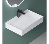 Mai & Mai Vasque Rectangulaire Posée Suspendue 50x38cm sans Trop-Plein | Vasque Lavabo, Bonde et Cache-Bonde Inclus, Solid Surface, Facile à Entretenir, Colossum630