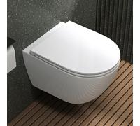 Mai & Mai WC Suspendu sans Bride en Céramique Blanc Toilette Mural Complet Abattant avec Frein de Chute A179-neu