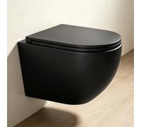 Mai & Mai WC Suspendu sans Bride, Toilette Mural Noir Mat, 36x50,5x36cm
