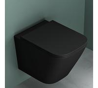 Mai & Mai WC Suspendu sans Bride, Toilette Mural Noir Mat, 36x52x36cm