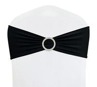 Maiangel Lot de 30 rubans de chaise extensibles en élasthanne avec boucle coulissante pour décoration de mariage, fête, banquet (noir)