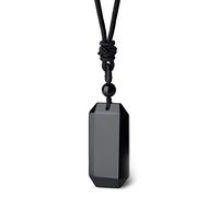 MAIBAOTA Collier en cristal pour homme et femme - Collier avec pendentif en pierre de cristal de guérison réglable - Collier en pierre précieuse naturelle, Corde, Obsidienne, quartz