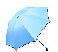Maibar Ombrelle Blocage UV Parapluie Pliant Femme Compacte Dentelle Parapluies Venteux Pluie en été Parasol (Bleu ciel)