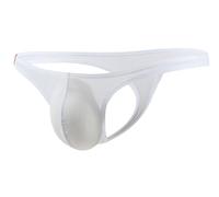 Maiclaice Homme Soie Glacée Tanga Taille Basse lot Thong Ice Silk Bikini Elastique String Vintage Slips Bain sous-vêtements Blanc Moyen