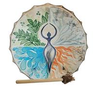 MAICOLA Tambour chamanique, tambour de Sibérie, musique faite à la main, grosse caisse spirituelle avec baguette, musique spirituelle, guérison sonore, réflexion du tambour et