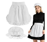 Maid Apron Halloween - Vintage White Headgear And Clothes Costume Set | | Soft Breathable Fabric Retro French Maid Outfit Accessories for Cosplay Stage Performance Theme Party Fancy Dresse