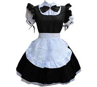 Maid Dress Robe de cosplay pour femme - Robe pour Halloween, carnaval, cosplay - Costume de fille - Sissy Fancy French Apron Maid Clothing Lolita française avec femme de chambre