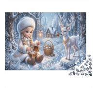 Maiden de Neige StagPuzzles 1000 Pièces forêt hivernale pour Seniors Anti-Stress Activité Intérieure Cadeau d'anniversaire 52x38cm/1000pcs