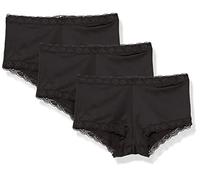 Maidenform Underwear, Microfiber with Lace Boyshort Panties, One Fab Fit, 3-Pack Culotte Courte pour garçon, Noir-Lot de 3, Femme