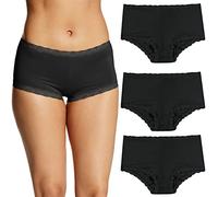 Maidenform Underwear, Microfiber with Lace Boyshort Panties, One Fab Fit, 3-Pack Culotte Courte pour garçon, Noir/Noir, XL (Lot de 3) Femme