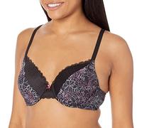 Maidenform Soutien-Gorge Confortable à Armatures 09404 Couverture Totale, Imprimé Contour Dentelle-Noir, 36D Femme