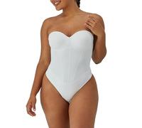 Maidenform Tummy Shaping Bodysuit, Multiway Thong Shaper, Firm Control Body Gainant, Blanc, X-Large Femme