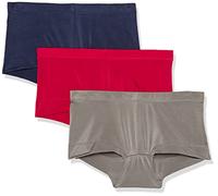 Maidenform Underwear, Microfiber Boyshort Panties, Full-Coverage Panty, 3-Pack Culotte Courte pour garçon, Bleu Marine/Gris Acier/Camera Redy, XL (Lot de 3) Femme
