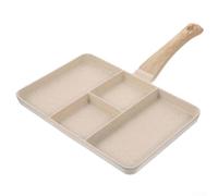 Maifan Stone Poêle à frire antiadhésive avec quatre compartiments pour préparer efficacement le petit déjeuner et les repas (blanc)