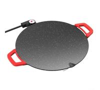 Maifan Stone Poêle à griller électrique antiadhésive ronde réglable à 5 températures pour barbecue coréen, grande surface de cuisson pour 5 à 10 personnes, rouge (A)